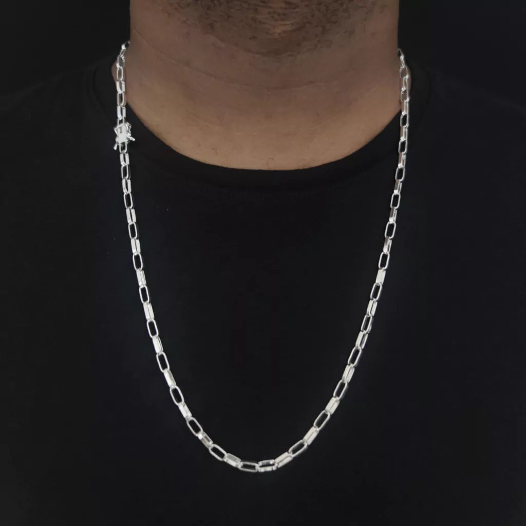 Conjunto Tijolinho Reta 4mm Prata 925