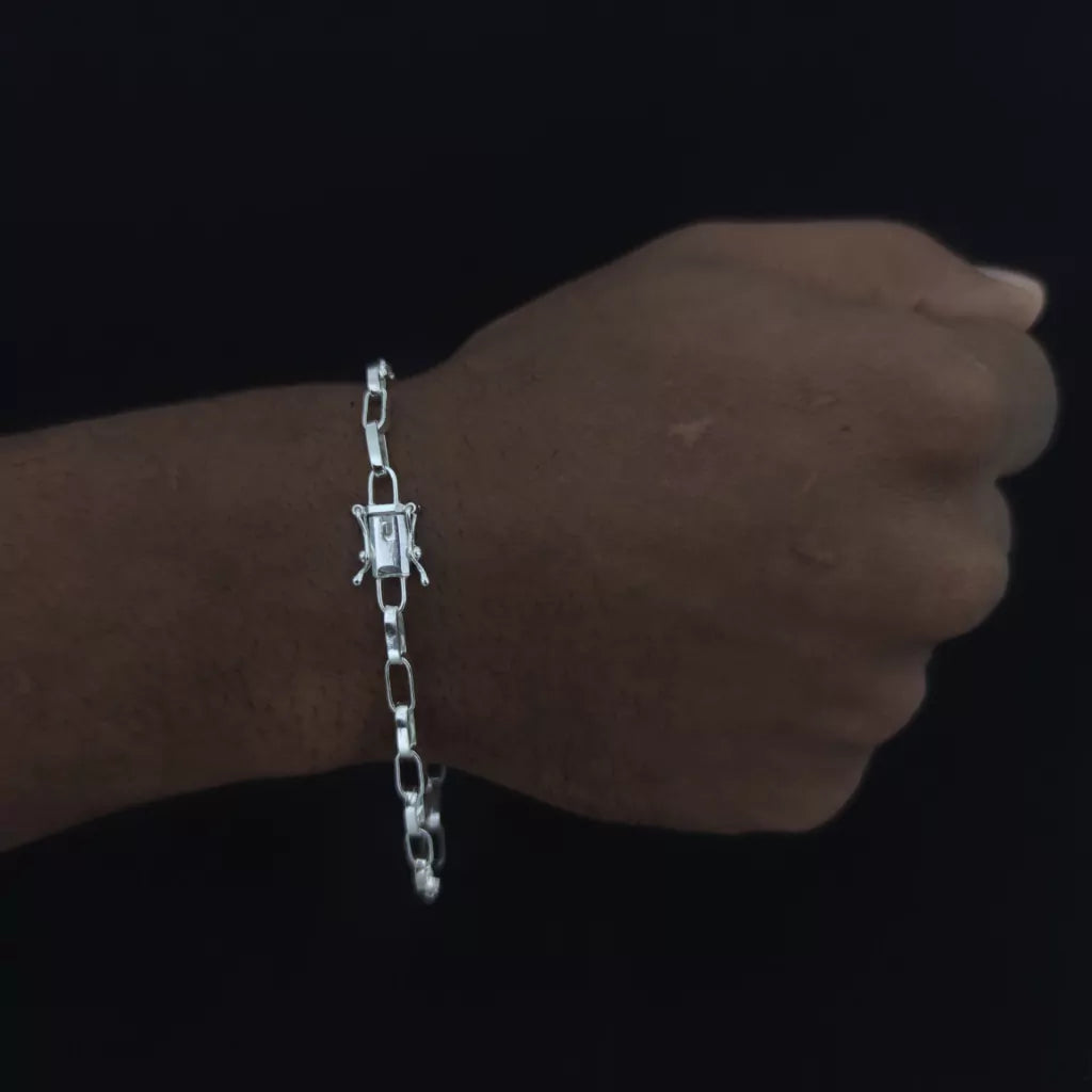 Pulseira Tijolinho Reta 4mm Prata 925