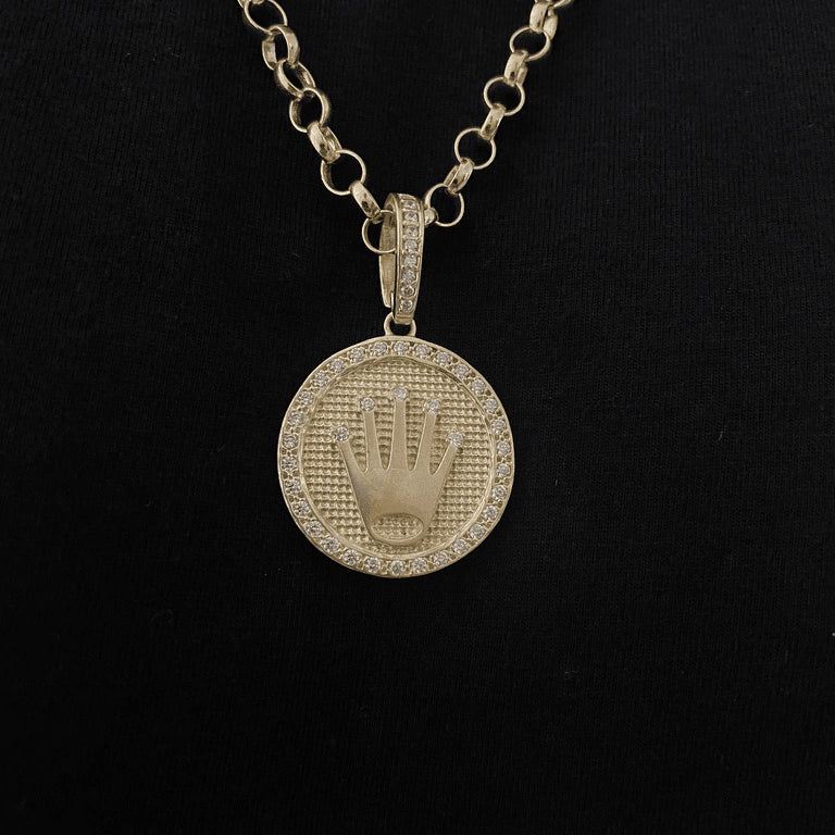 Pingente Coroa Medalha de Moeda Antiga