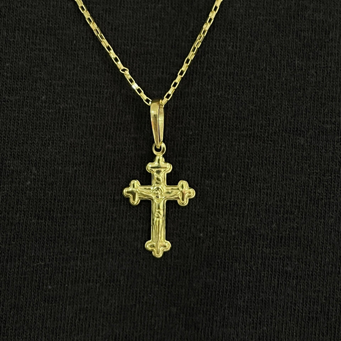 Kit Corrente Veneziana 1mm com Pingente Cruz Jesus Cristo 100% Moeda Antiga