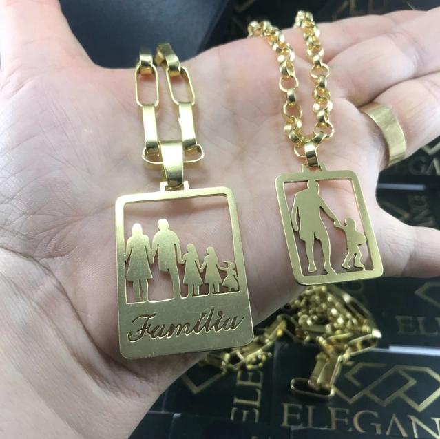 Pingente Família Personalizado vazado de moeda antiga