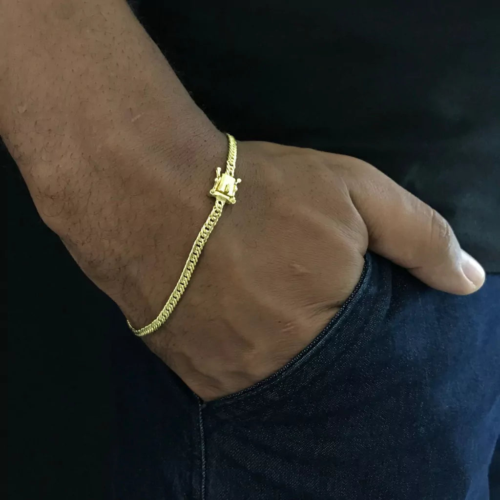 Pulseira de moeda antiga grumert dupla  4mm fecho Gaveta