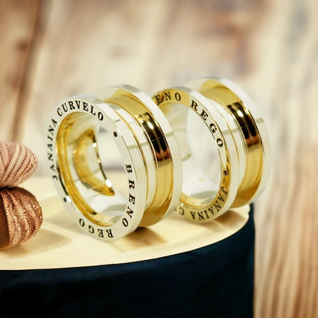 Par de Aliança Bulgari 10mm de moeda antiga