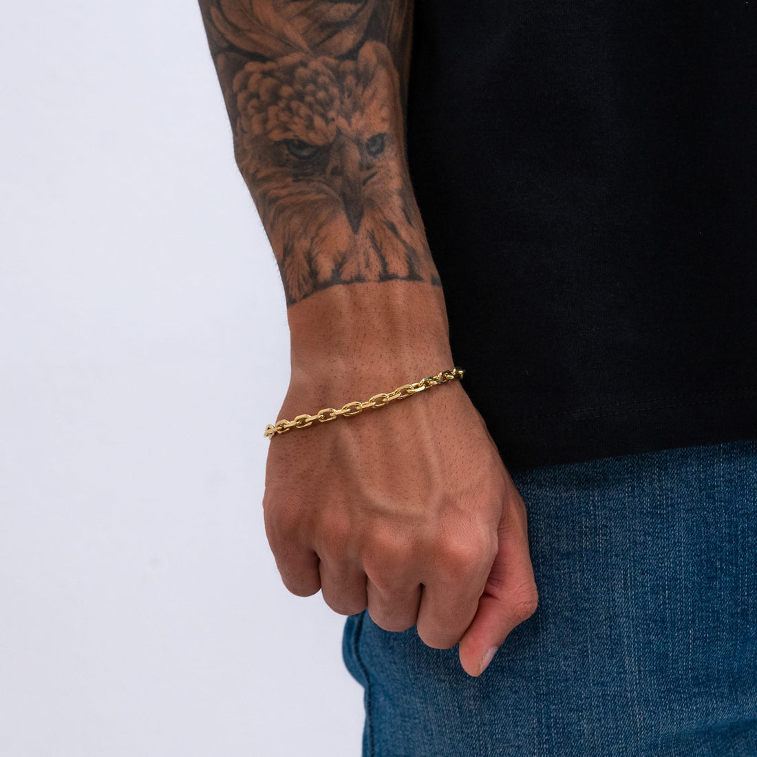 Pulseira Cadeado de Quina 5mm de moeda antiga
