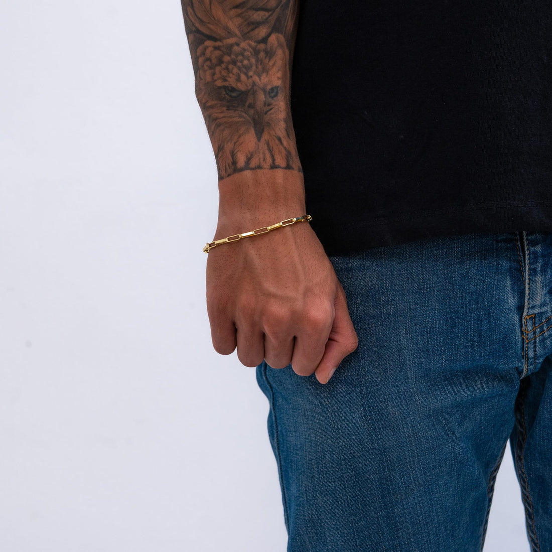 Pulseira Tijolinho 4mm reta de moeda antiga